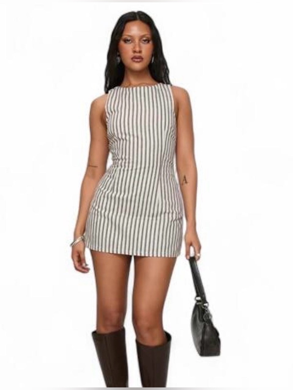 Princess Polly Yumiko Stripe Brown Romper Sz 4